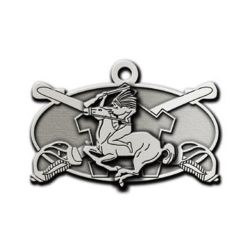 Indian Warrior on Horse - Crossed Sabres on Oval Ornament